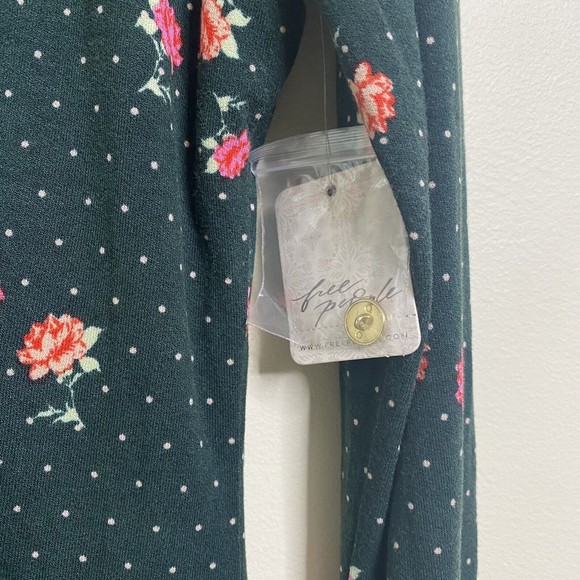 Free People Dress Womens SZ M  Celia Mini Green Floral Emerald Jewel Combo - Picture 9 of 11